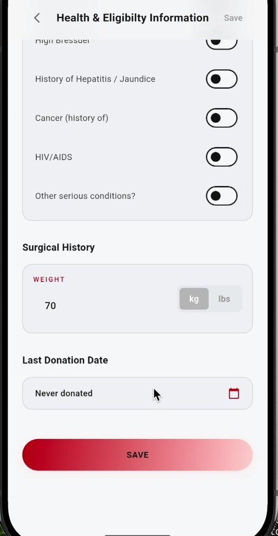 Health and eligibility screen