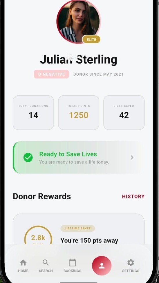 Donor rewards screen