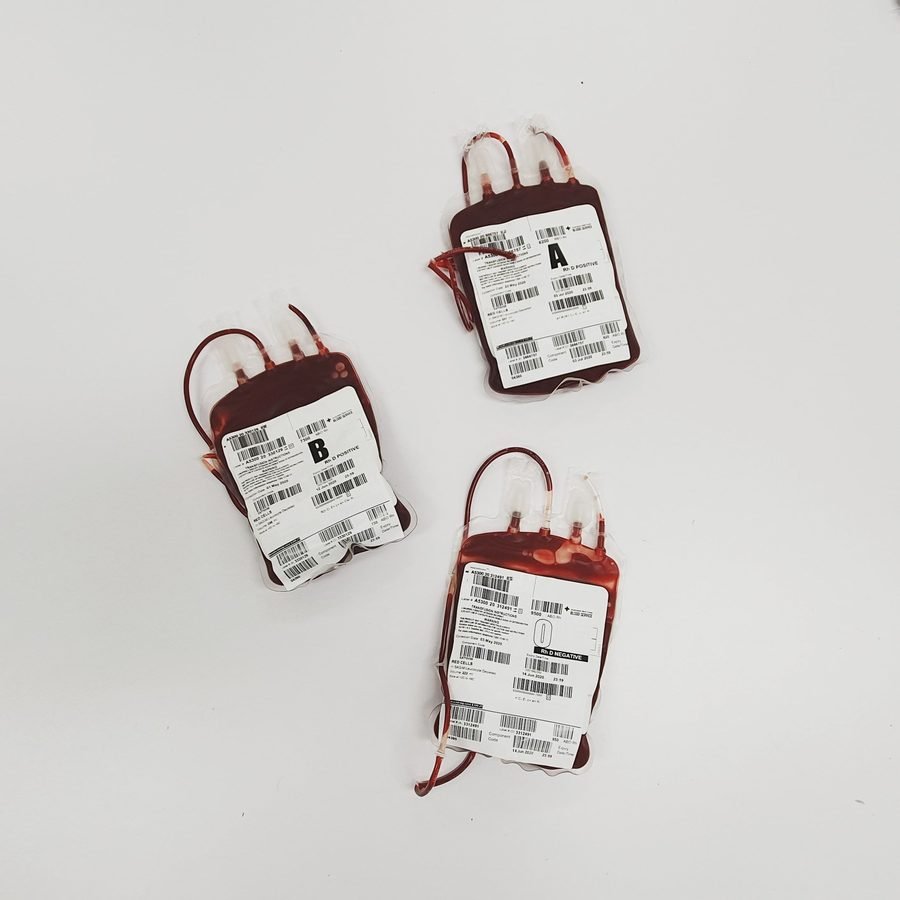 Tested and labelled blood bags