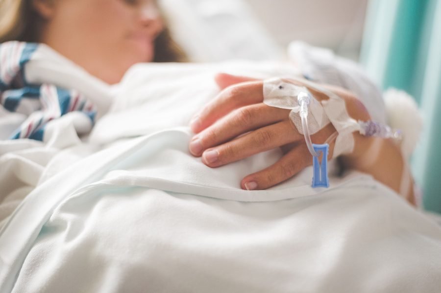 A patient receiving care